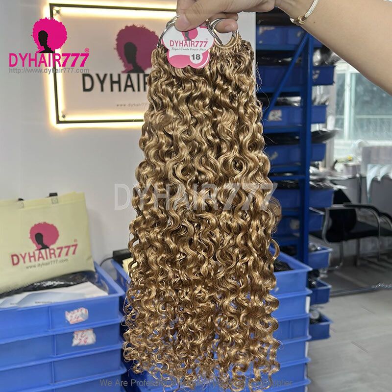 1 Pack Color 27 Burmese Curl Crochet Hair Extension For Miracle Knots (100g pre sparated strands)100% Virgin Human Hair Natural Color