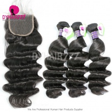 Best Match 4x4/5x5 Top Lace Closure With 3 or 4 Bundle Cambodian Loose Wave Standard Virgin Human Hair Extensions