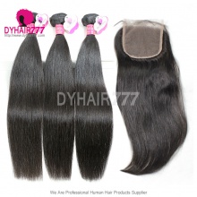 Best Match 4x4/5x5 Top Lace Closure With 3 or 4 Bundles Royal Virgin Remy Hair Malaysian Silky Straight Hair Extensions