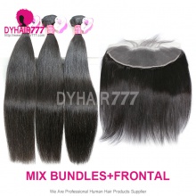 13x4/13x6 Lace Frontal With 3 or 4 Bundles Malaysian Silky Straight Hair Royal Virgin Remy Hair Extensions