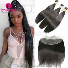 13x4 Lace Frontal With 3 or 4 Bundles Indian Silky Straight Hair Standard Virgin Remy Hair Extensions