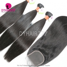 Best Match 4x4/5x5 Top Lace Closure With 3 or 4 Bundles Standard Virgin Remy Hair Burmese Silky Straight Hair Extensions