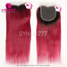 Lace Top Closure (4*4) Straight Hair 1B/99J Human Virgin Hair