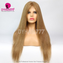 Closure Wig 180% Density Color 8 Lace Wig Straight Hair 100% Virgin Human Hair