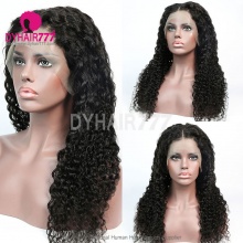 Stock Clearance Color 1B# 13*4 Lace Frontal Wigs Deep Wave 130% Density Top Quality Virgin Human Hair With Elastic Band 