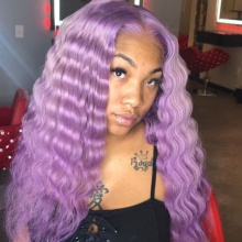 Stylist Wig As Picture 100% Virgin Human Hair Deep Wavy Lilac