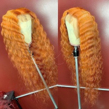 Stylist Wig As Picture 100% Virgin Human Hair Deep Curls Melon Yellow 130% Density