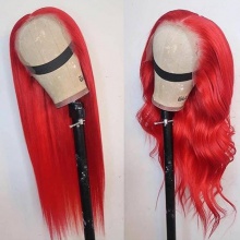 Stylist Wig As Picture 100% Virgin Human Hair Straight Traffic Red