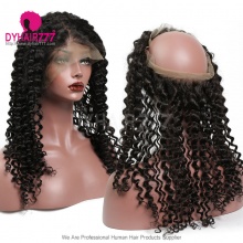 Royal 360 Lace Band Frontal Bleached Knots Virgin Human Hair Italian Curly With Baby Hair