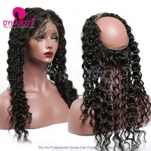 360 Lace Band Frontal Bleached Knots Virgin Human Hair Deep Wave With Baby Hair