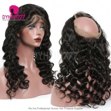 360 Lace Band Frontal Bleached Knots Virgin Human Hair Loose Wave With Baby Hair