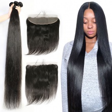 13x4 Lace Frontal With 3 or 4 Bundles Brazilian Silky Straight Hair Standard Virgin Remy Hair Extensions