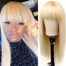 613 Color Full Machine Made Wigs With Bangs 300% Density Human Hair Wigs 100% Human Hair (Not Have Lace)
