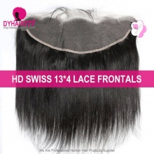 Royal Single Knots HD Swiss Lace 13*4 Frontals Human Hair With Baby Hair Natural Color