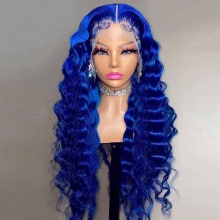 Stylist Lace Frontal Wig 100% Virgin Human Hair Wavy Ombre Color As Picture 180% Density