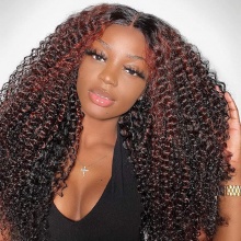 13x4 Lace Frontal Wigs Highlights Reddish Brown Color 180% Density Virgin Human Hair Natural Hairline