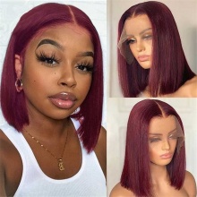 99j Glueless Lace Wigs 150% Density Blunt Wig Short Bob Wig Straight Hair 100% Human Hair