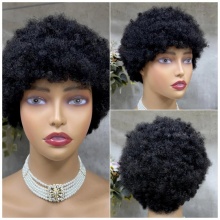 Afro Wig For Black Women Human Hair Malaysia Remy Fluffy Curl Wigs Natural Color No Lace