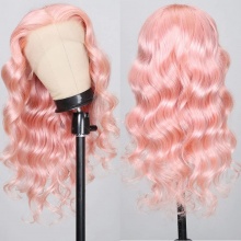 Pink Color 13x4 Transparent Lace Frontal Wig 150% Density Straight Hair Body Wave Human Hair Wigs For Black Women