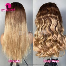 Stock Clearance 1B/4/27 Three Tone Color 180% density Lace Front Wigs Human Hair Wigs