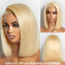 Glueless Color 613# Bob Wigs HD 4x4/5x5/13x4/13x6 Lace Wig 200% Density Virgin Human Hair Small Knots