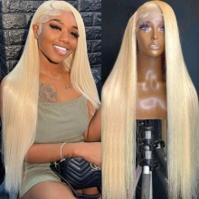 Color 613# Glueless HD Swiss Lace 13x4/13x6 Full Frontal Wig 200% Density Virgin Human Hair Small Knots