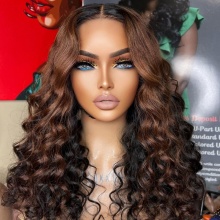 Peekaboo Brown Color 5x5 Lace Closure Wigs 200% Density Glueless Wear Go Picture Color 5-7 Days Customs