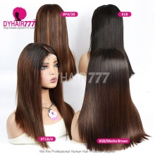 Double Drawn Bone Straight 18inch Bob Wigs 2x6 Lace Closure Wigs 250% Density 100% Human Raw Hair Wig