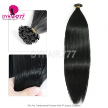Jet Black Color 1# K Tip Straight 100% RAW Human Hair 100strands/100g