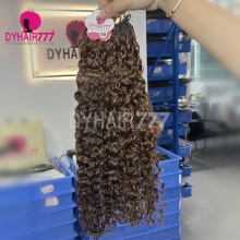 1 Pack Color 4 Burmese Curl Crochet Hair Extension For Miracle Knots (100g pre sparated strands)100% Virgin Human Hair Natural Color